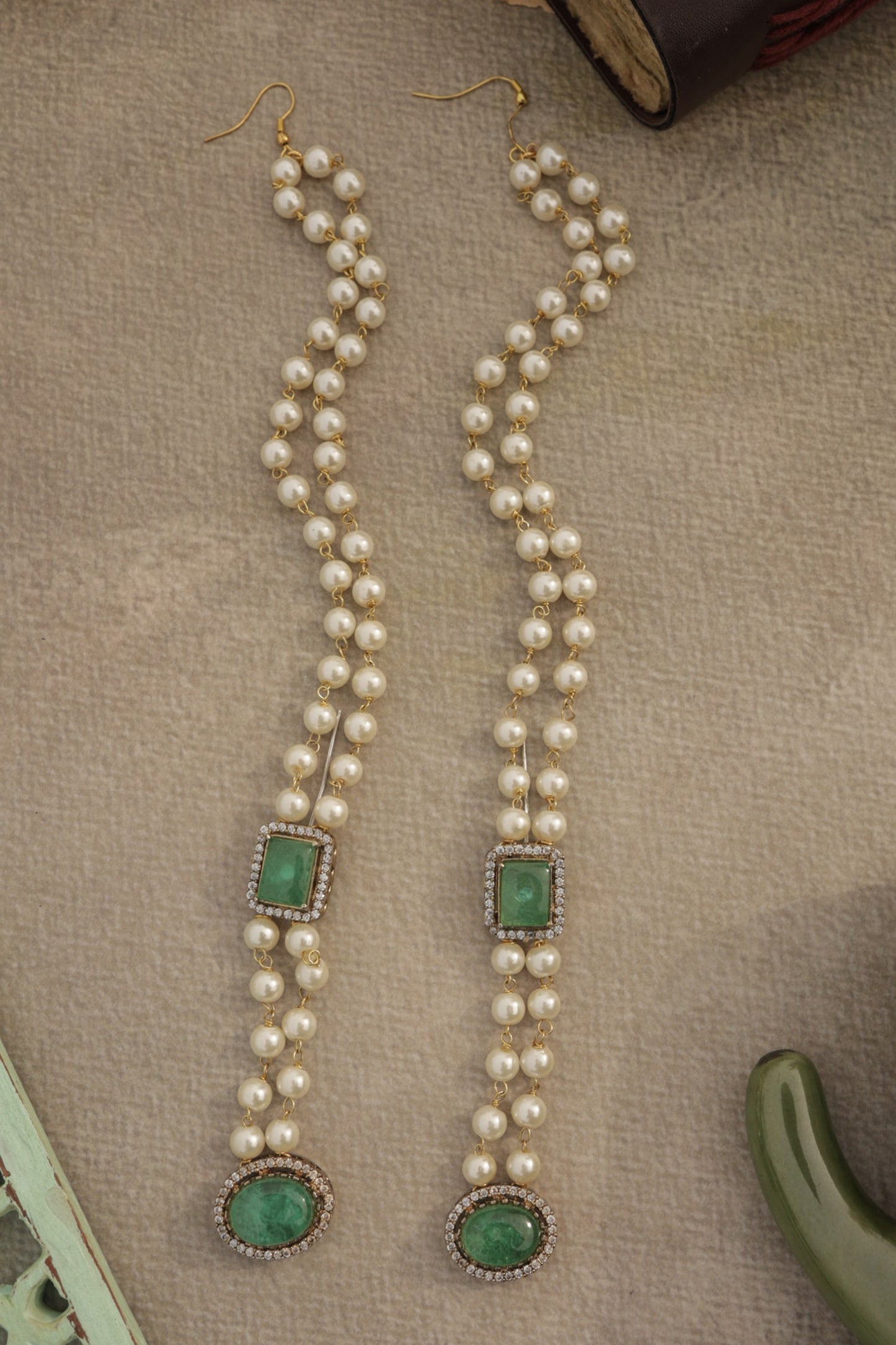 Statement Mint Pearl Earrings 