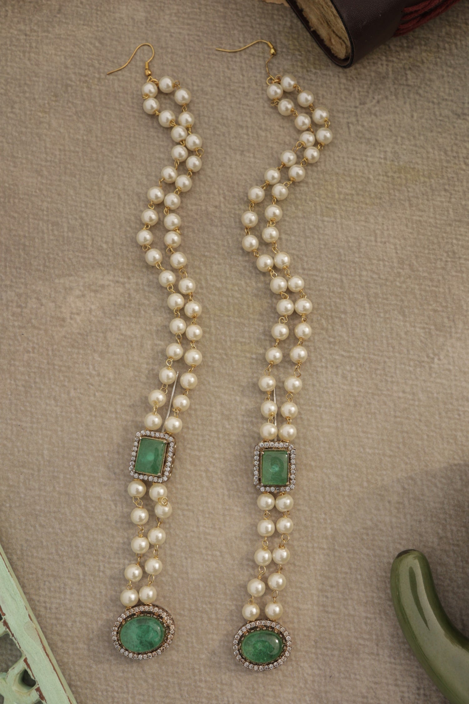 Statement Mint Pearl Earrings 