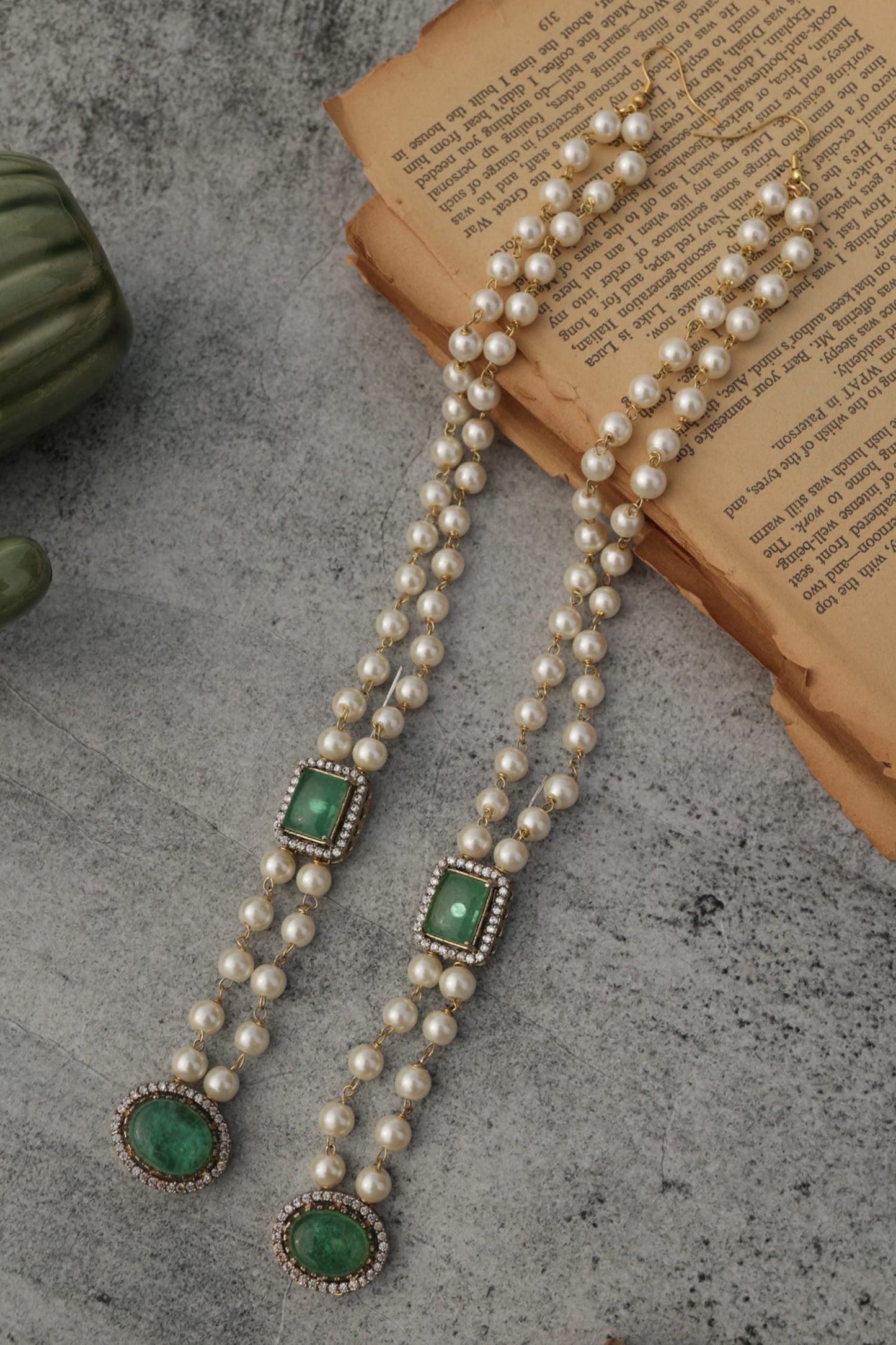 Statement Mint Pearl Earrings 