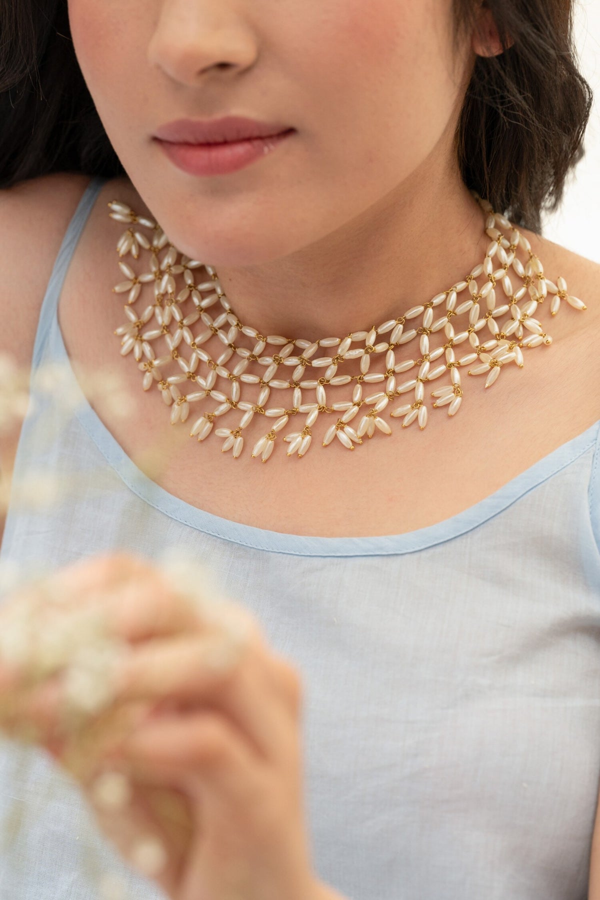 Pearl Embellished Necklace 