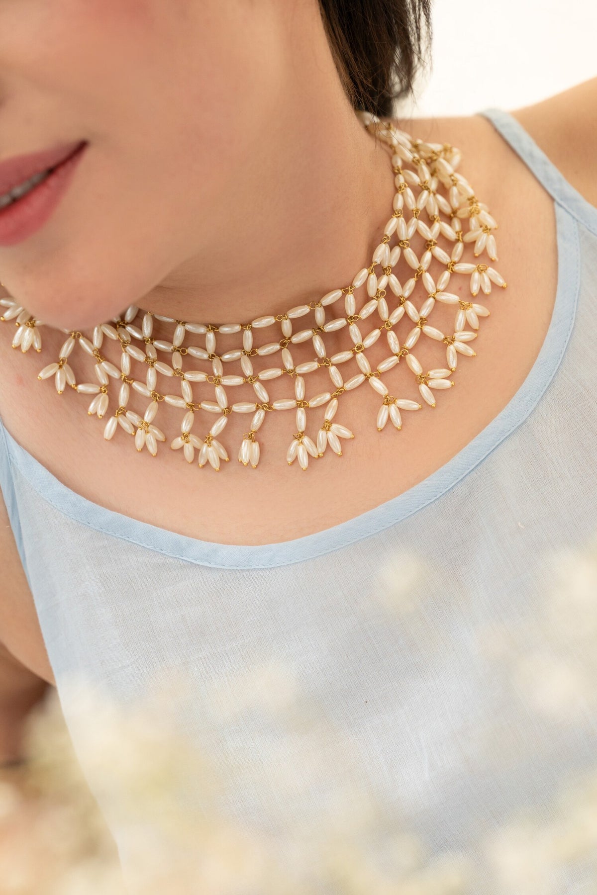 Pearl Embellished Necklace 