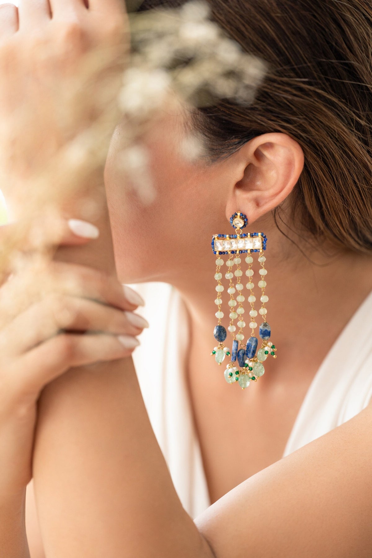 Mint Kundan Earrings 
