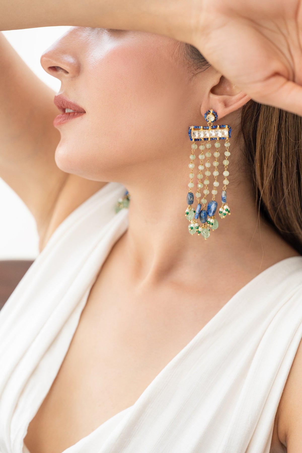 Mint Kundan Earrings 