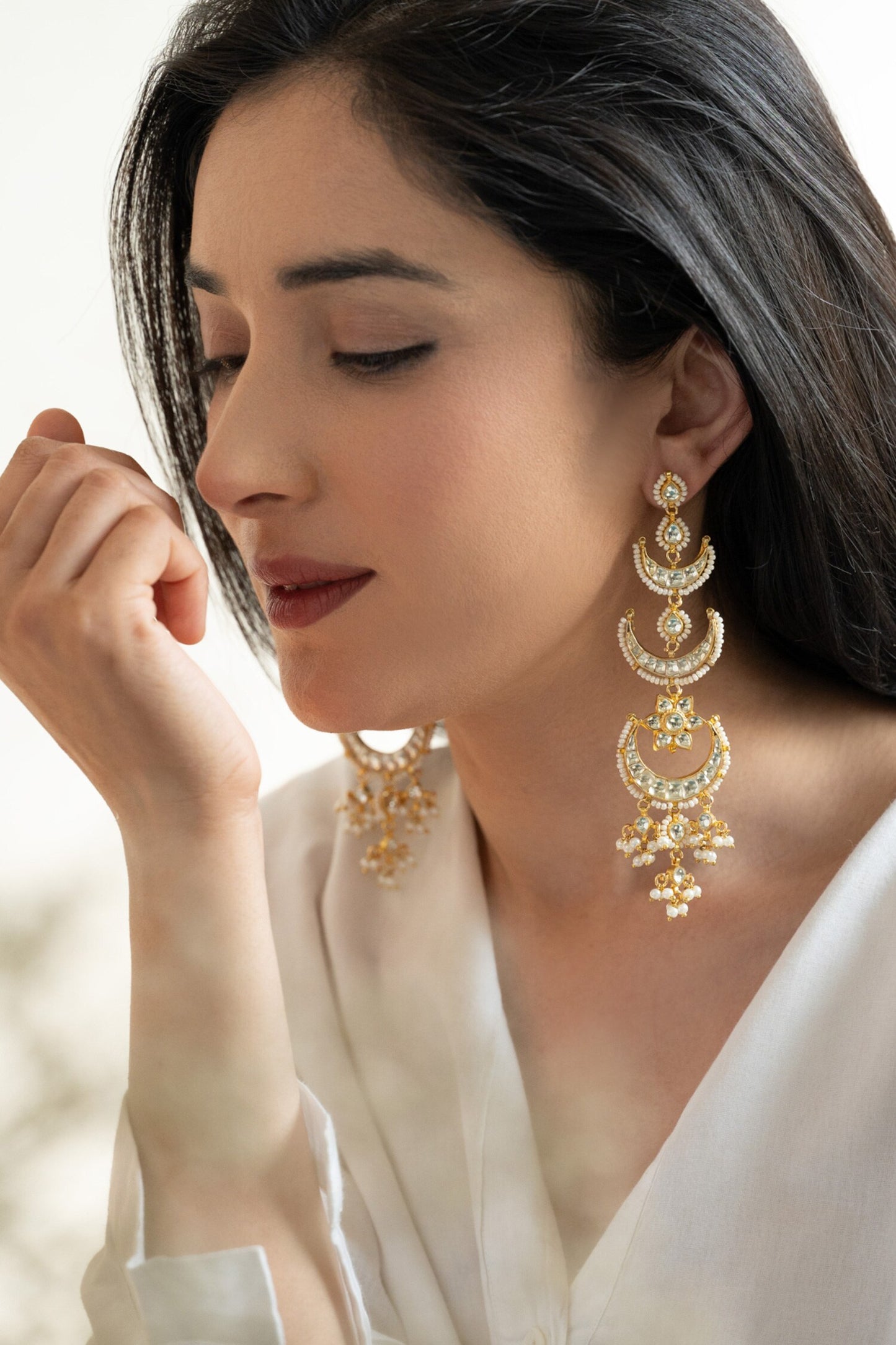 Kundan Embellished Chandbalis 
