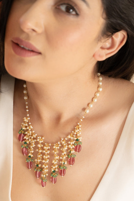 Pink & Pearls Necklace 