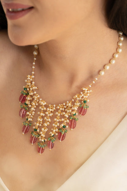 Pink & Pearls Necklace 