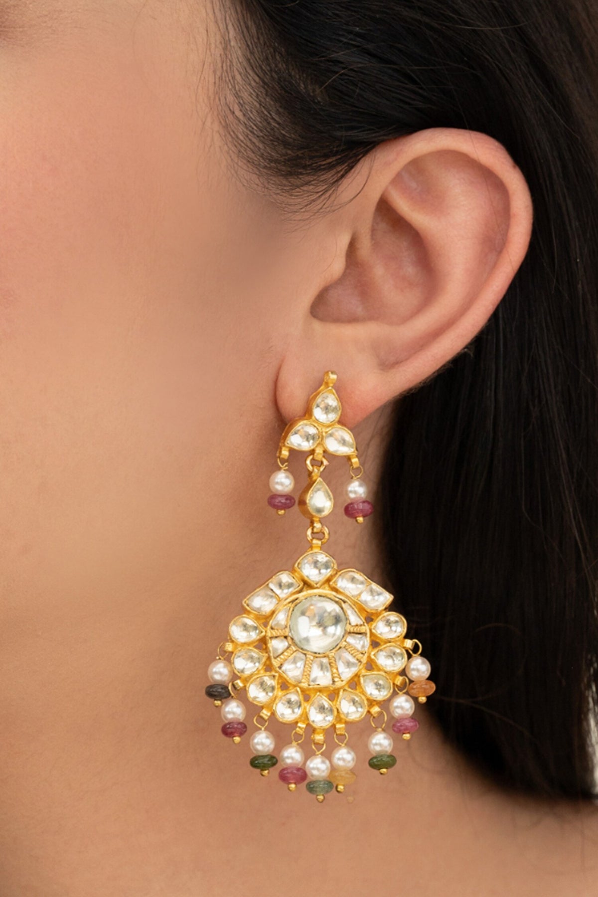 Multicolored Kundan Earrings 