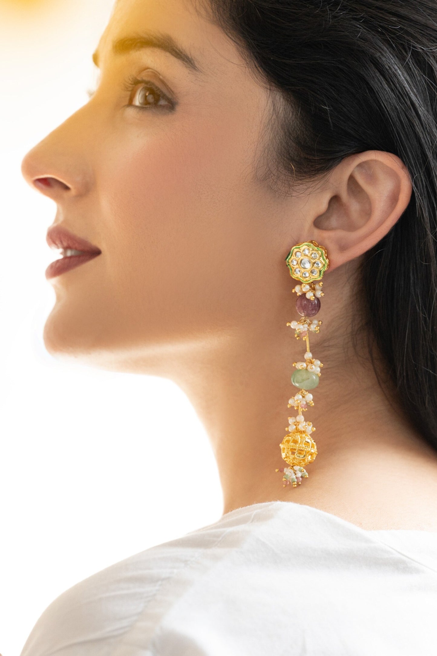Mint Kundan Earrings 
