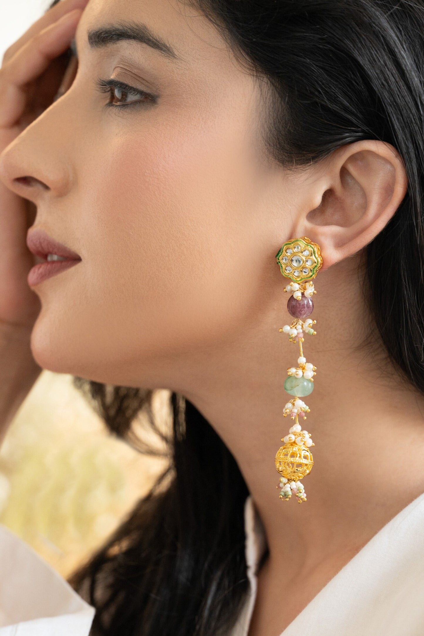 Mint Kundan Earrings 