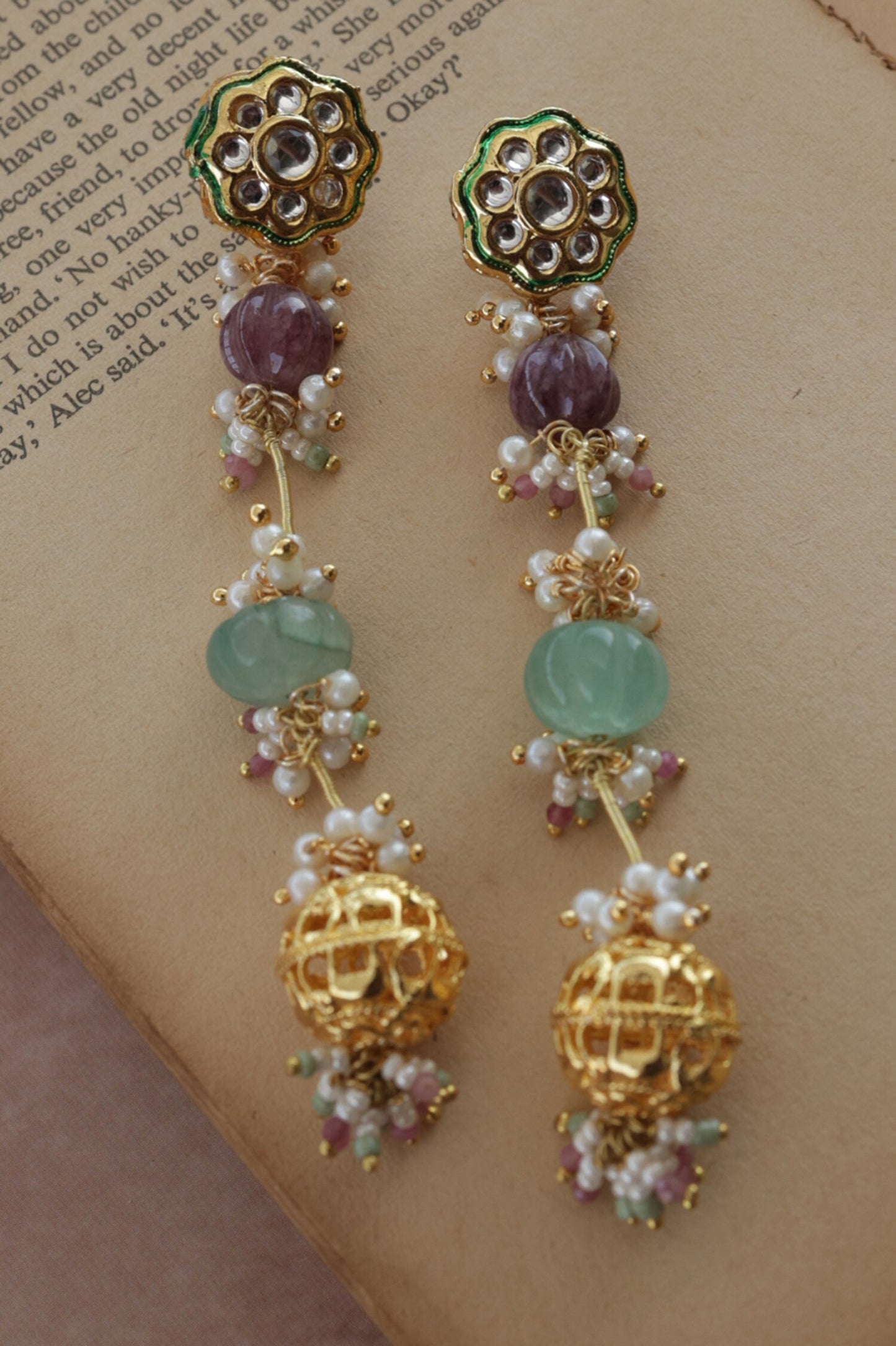 Mint Kundan Earrings 