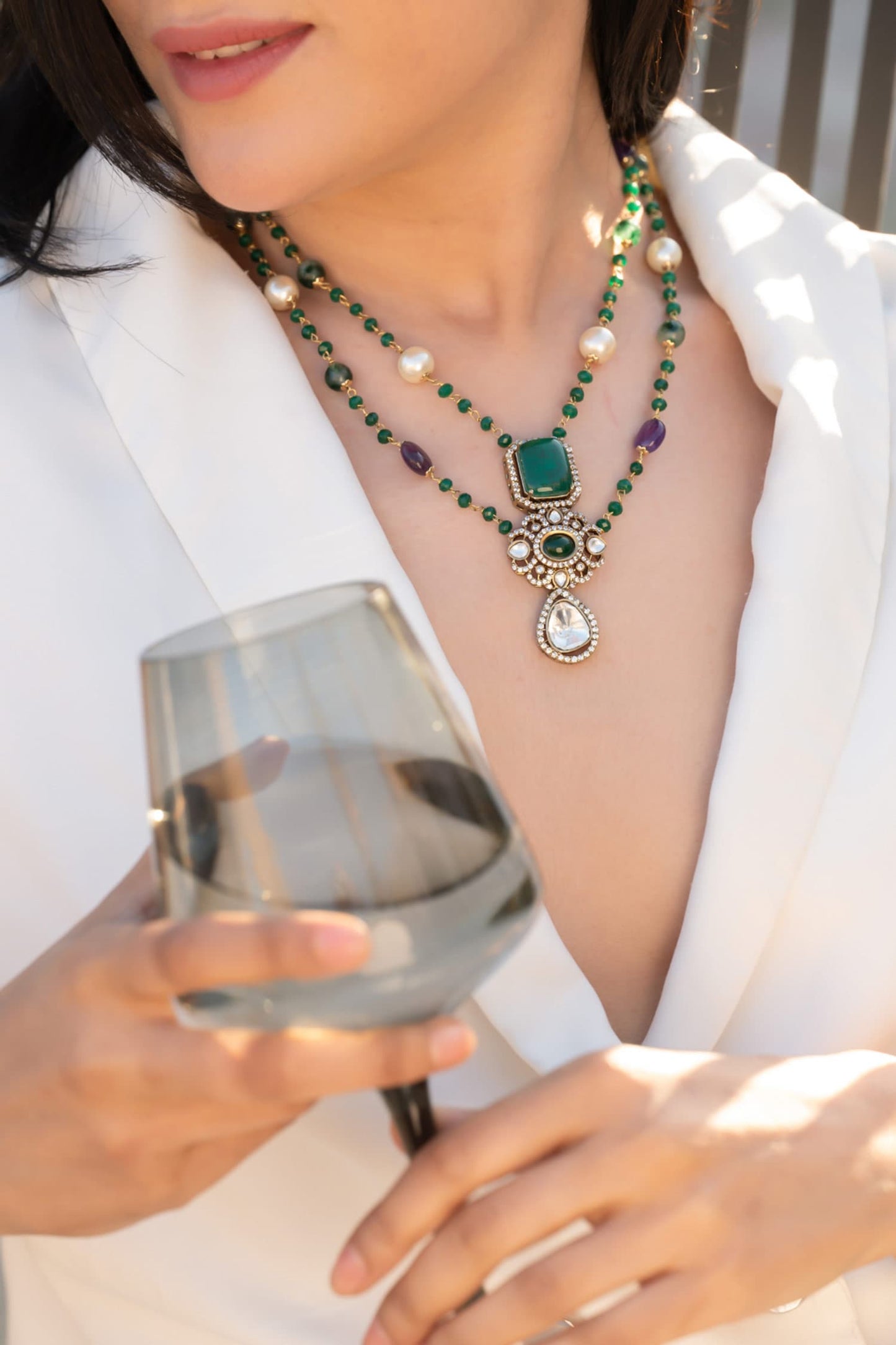 Green Polki Necklace 