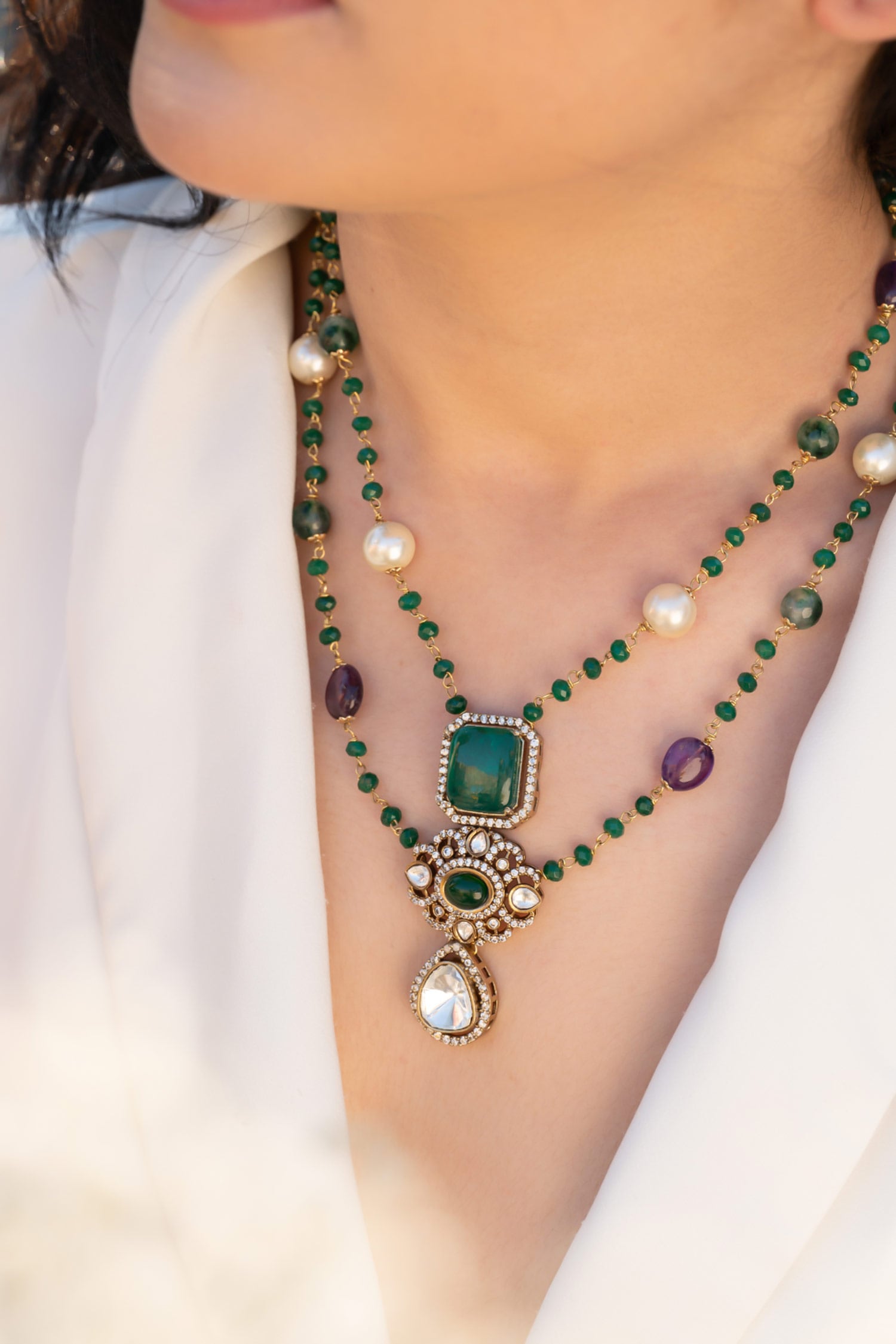 Green Polki Necklace 