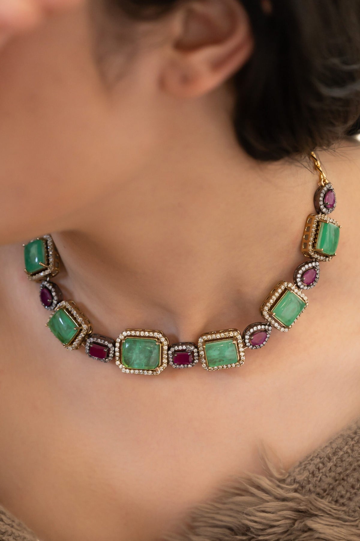 Cubic Zirconia Embellished Choker 