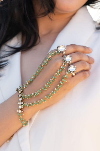 Mint Polki Hathphool Bracelet 