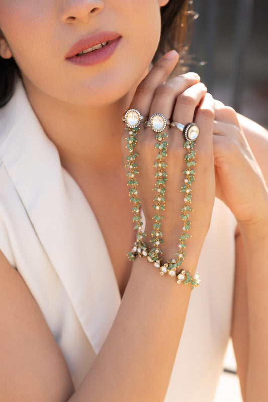 Mint Polki Hathphool Bracelet 