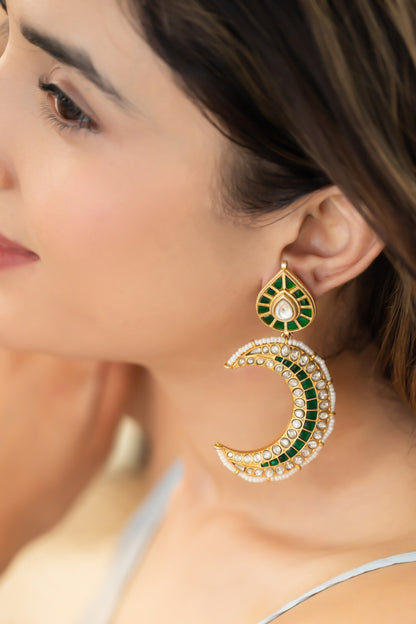 Green Kundan Earrings 
