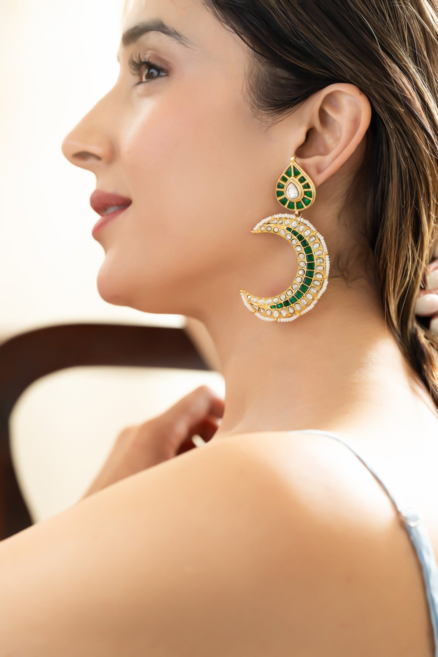 Green Kundan Earrings 