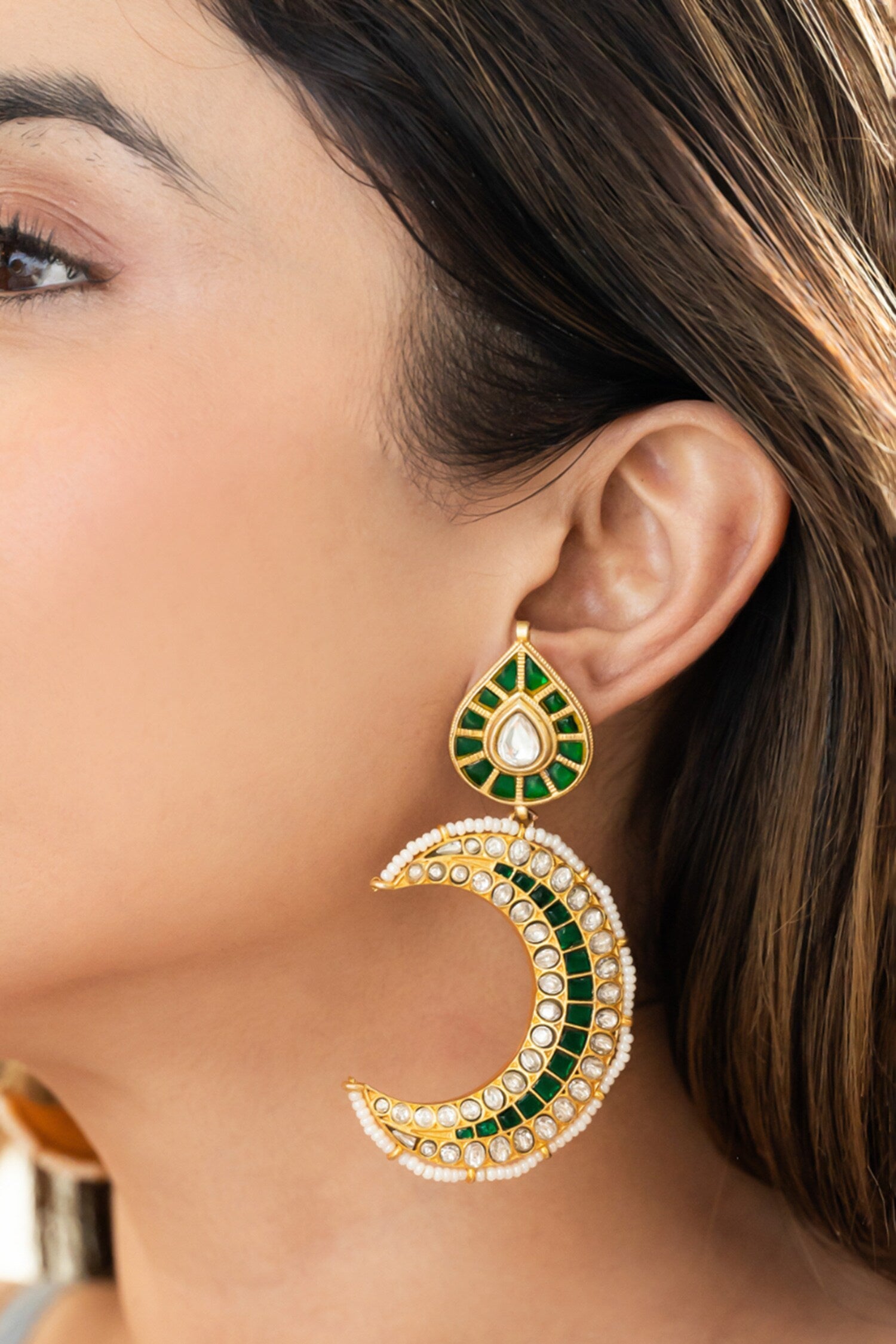 Green Kundan Earrings 