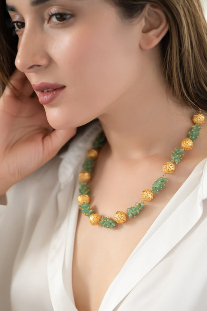 Mint & Embossed Balls Necklace 