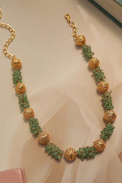 Mint & Embossed Balls Necklace 
