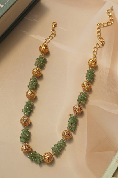 Mint & Embossed Balls Necklace 