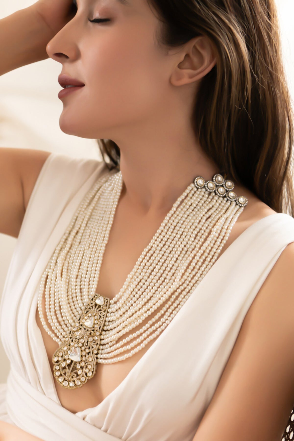 Polki And Pearl Necklace 