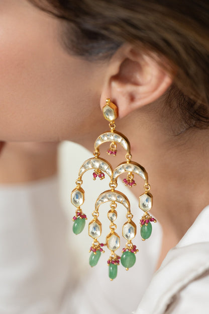 Green Kundan Earrings 