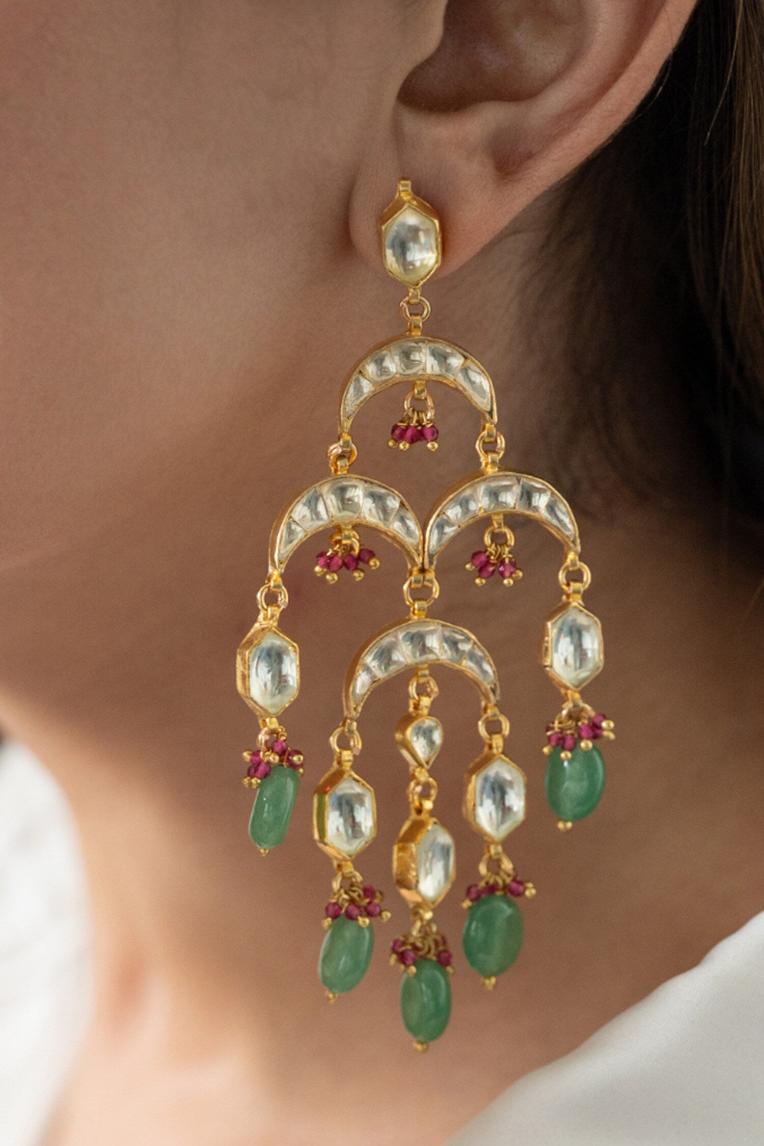 Green Kundan Earrings 
