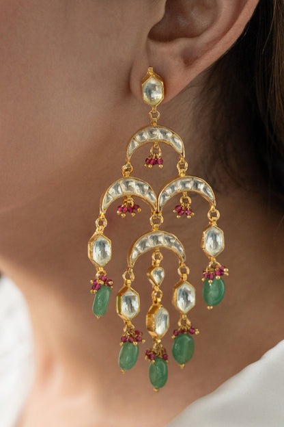 Green Kundan Earrings 
