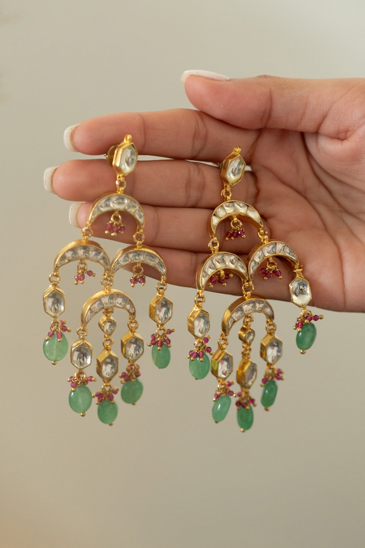 Green Kundan Earrings 
