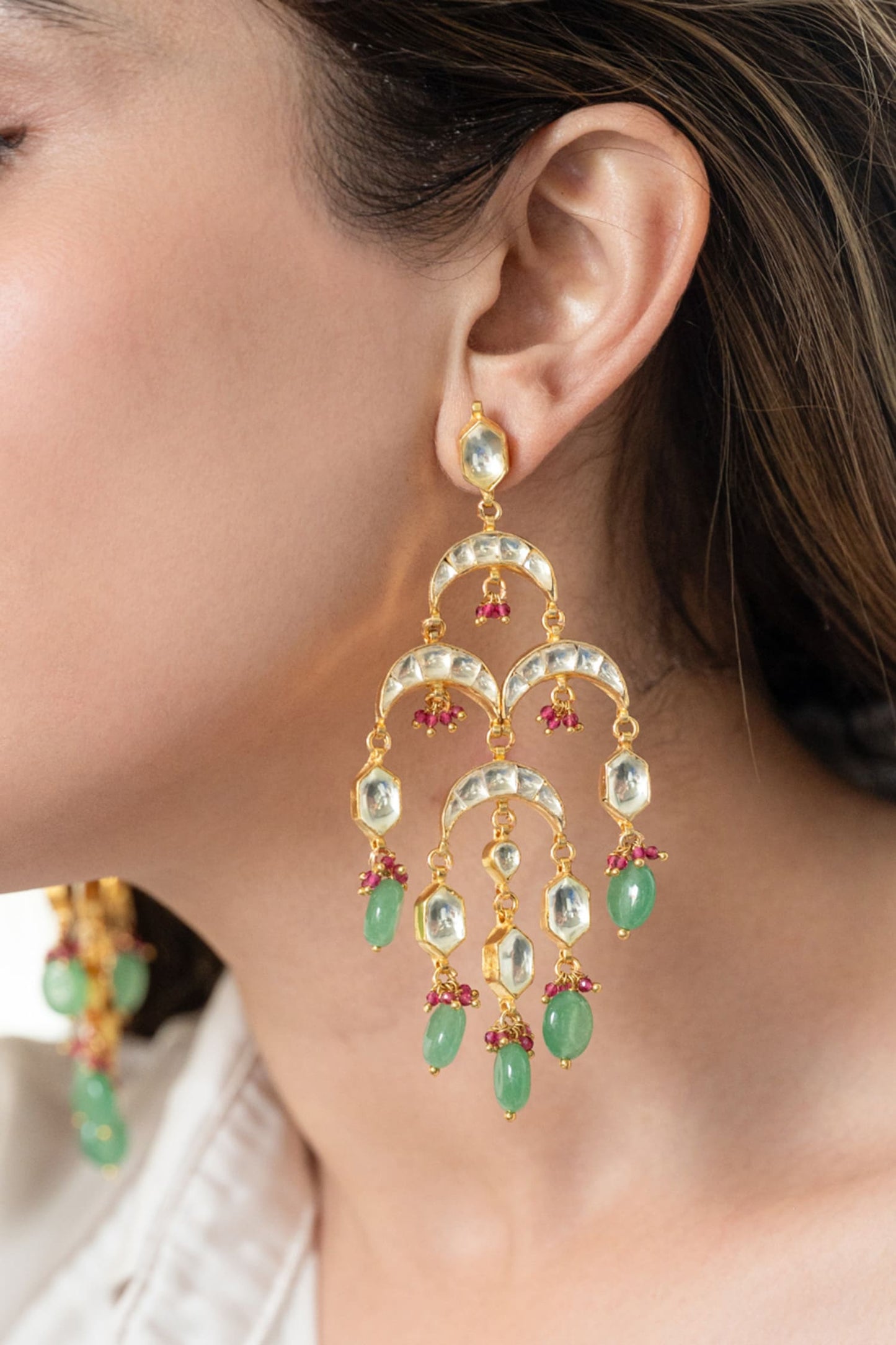 Green Kundan Earrings 