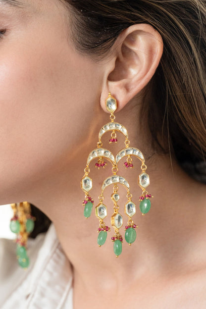 Green Kundan Earrings 