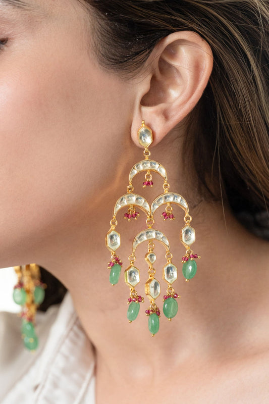 Green Kundan Earrings 