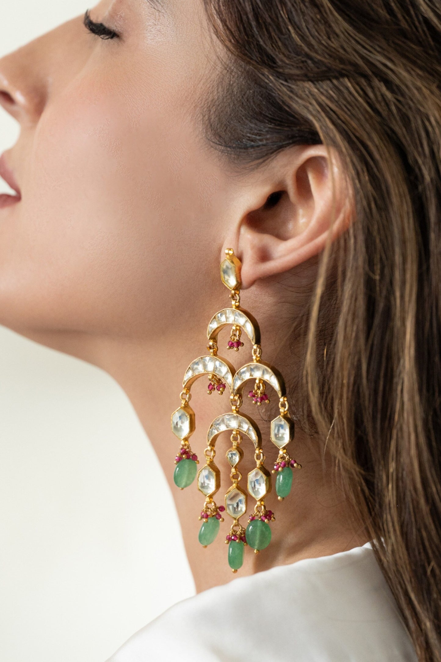 Green Kundan Earrings 