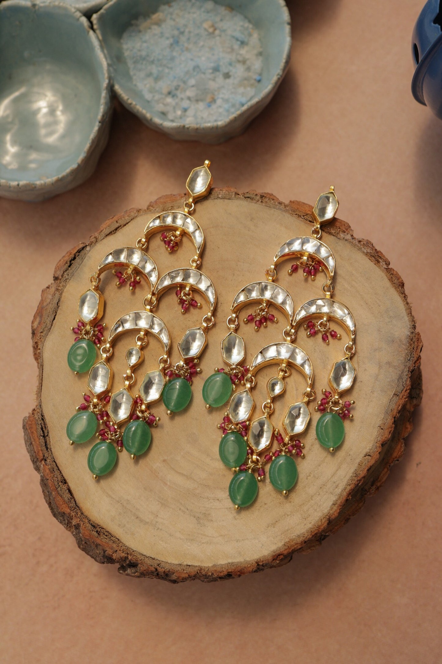 Green Kundan Earrings 
