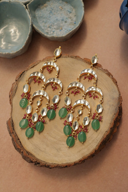 Green Kundan Earrings 