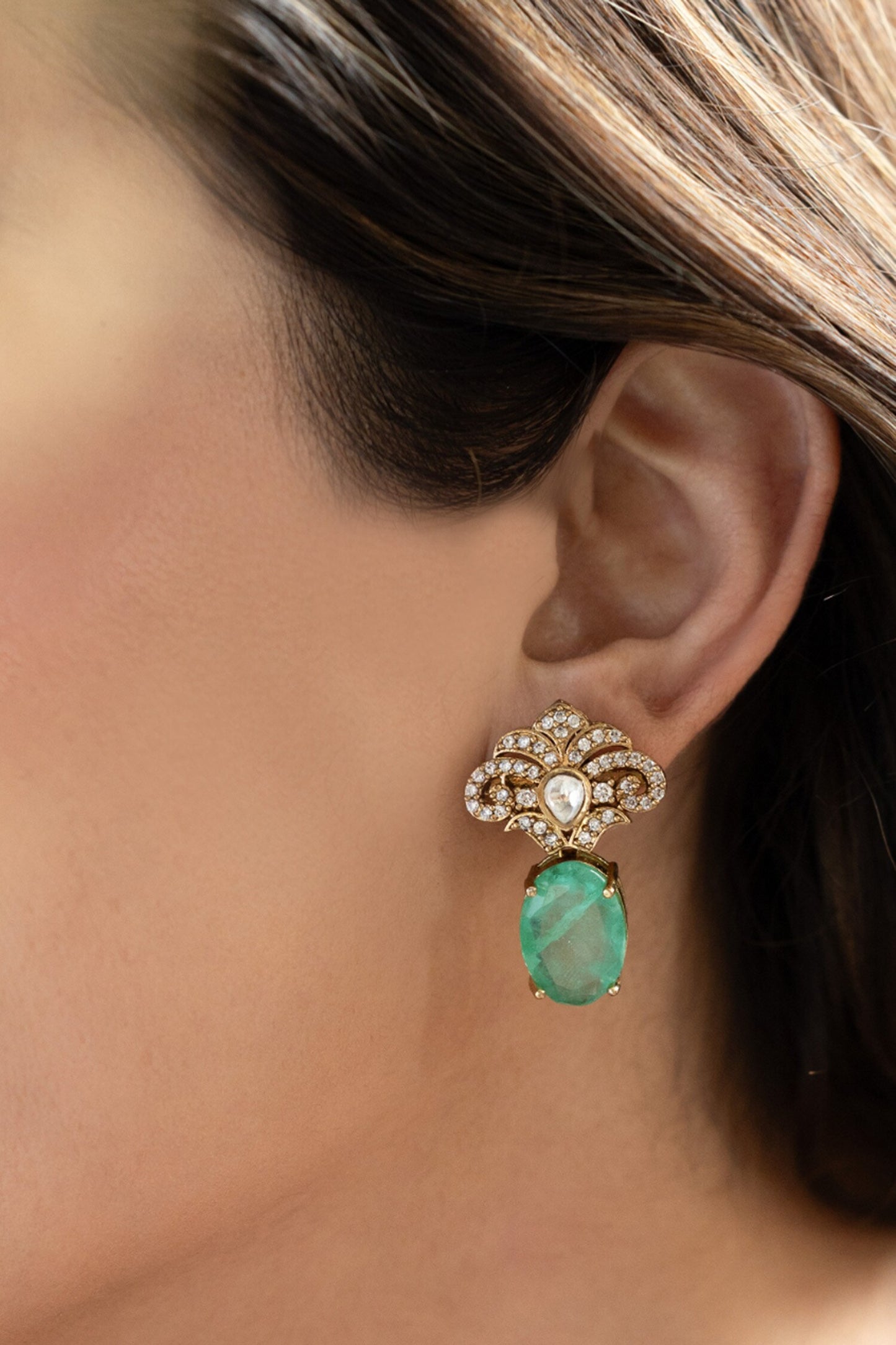 Floral Polki Earrings 