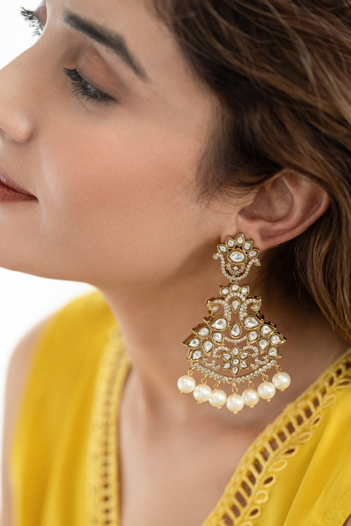 Victorian Floral Polki Earrings 