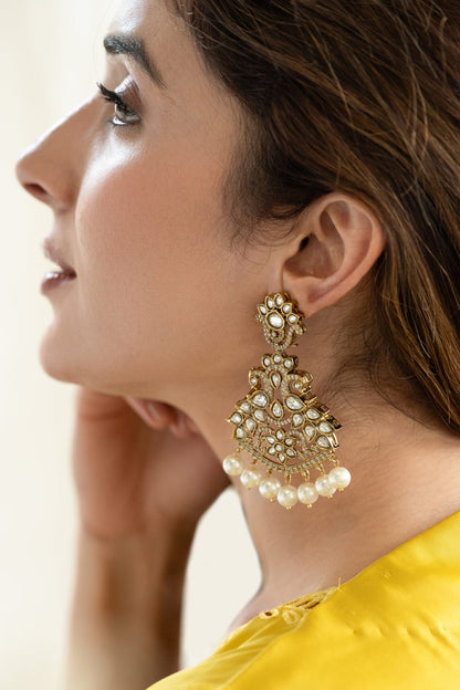 Victorian Floral Polki Earrings 