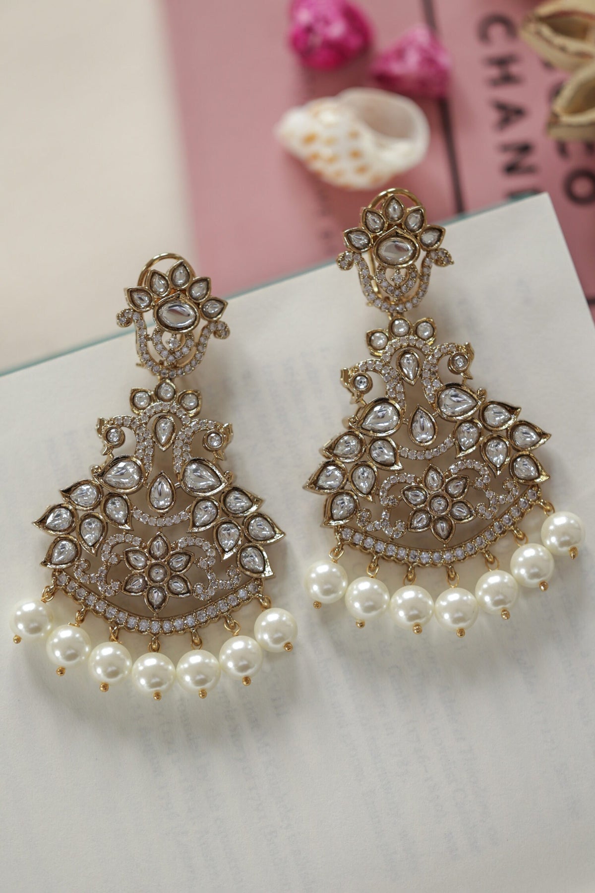 Victorian Floral Polki Earrings 