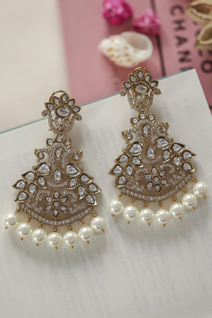 Victorian Floral Polki Earrings 