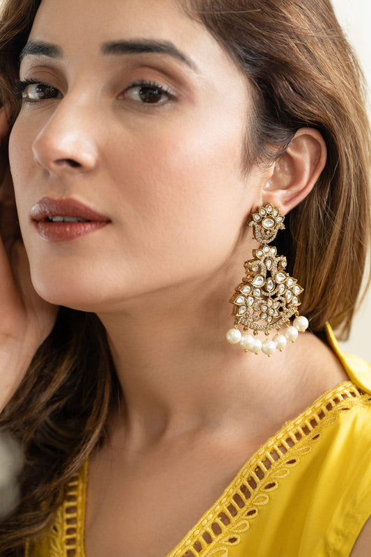 Victorian Floral Polki Earrings 