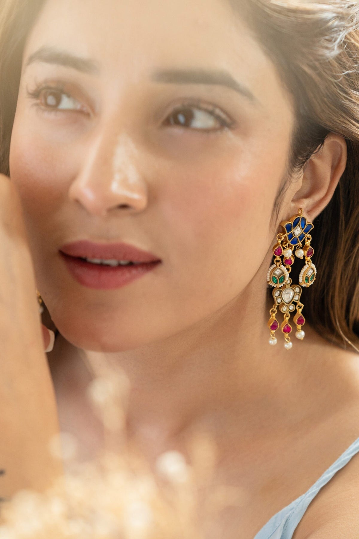 Multicolored Kundan Earrings 