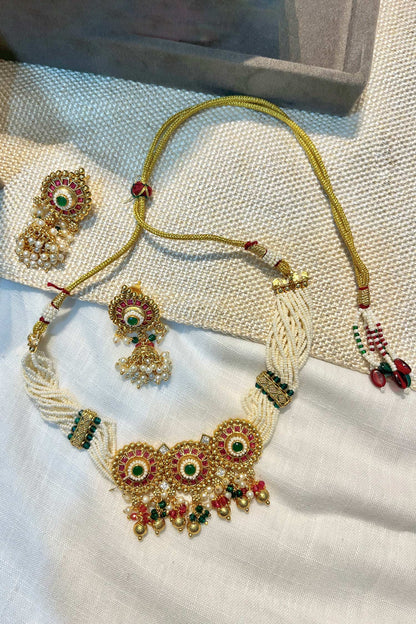 Multi Stone Motif Necklace Set 