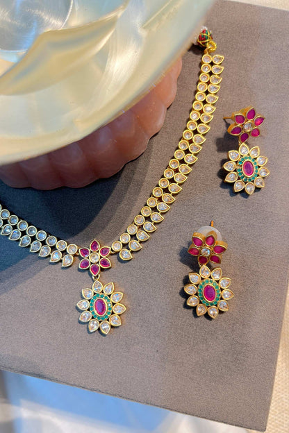 Gold Finish Temple Necklace Set 