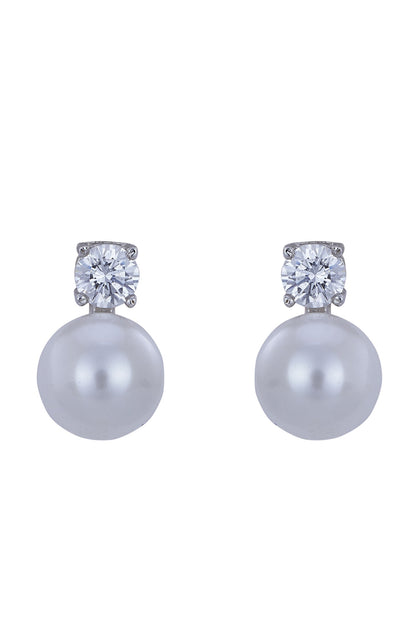 925 Silver Begonia Pearl Earrings 