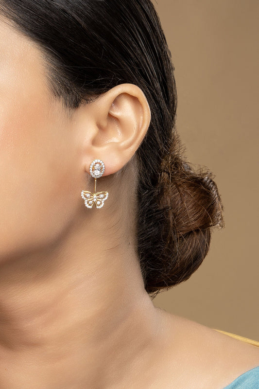 925 Silver Detachable Butterfly Earrings 