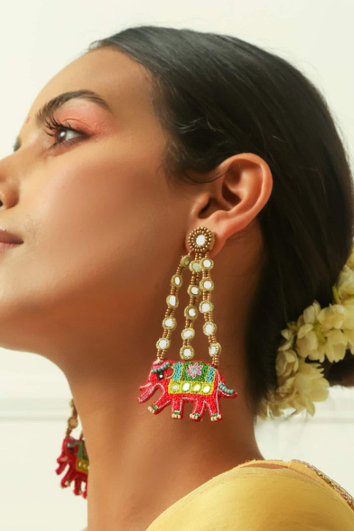 Haathi Hand Embroiderd Earrings 