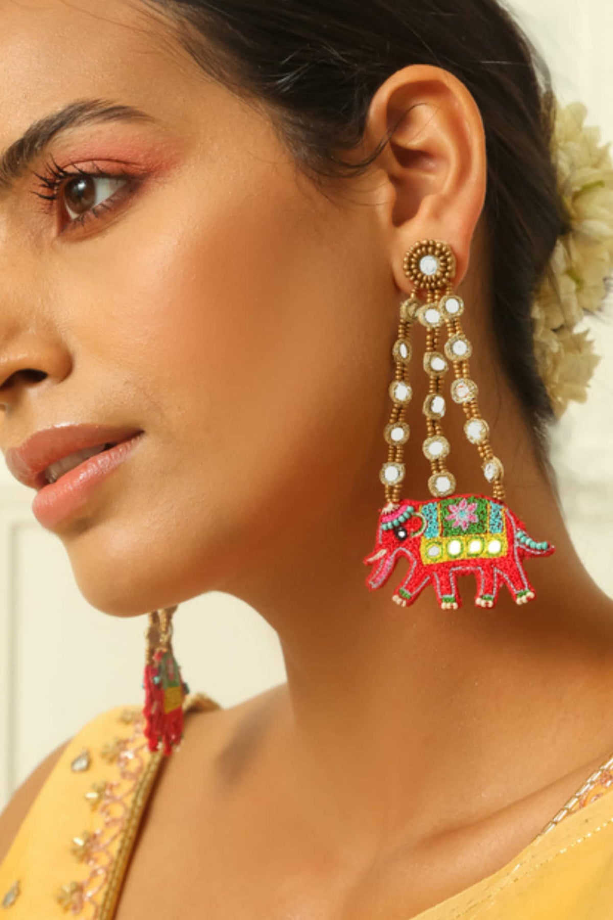 Haathi Hand Embroiderd Earrings 