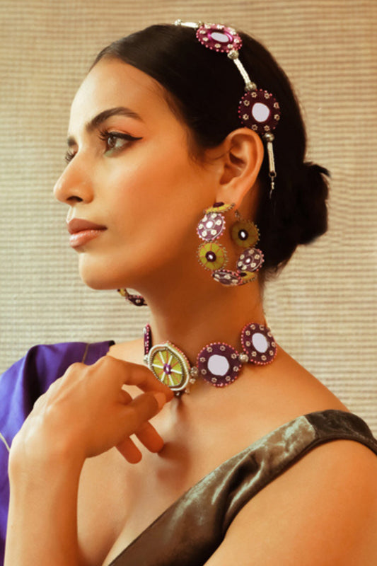 Rani Sa Color Block Embroidered Earrings 